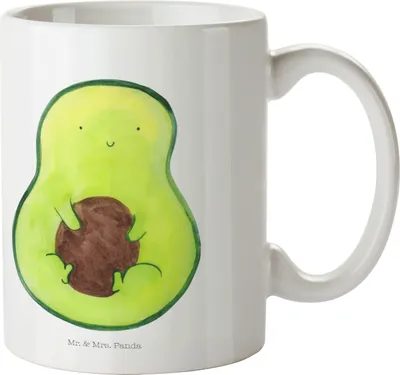 Produktbild von Mr. & Mrs. Panda Pott Avocado Kern - Weiß - Geschenk, Mehrwegbecher, Plastikbecher, Kinderbecher, Campingbecher, Pflanze, Lächeln, Spruch Leben, Trinklernbecher