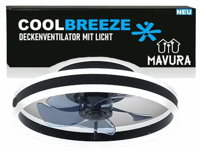 Image de COOLBREEZE Plafonnier Ventilateur de plafond silencieux avec éclairage Lampe de plafond