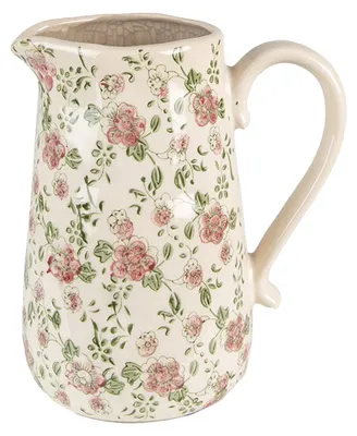 Produktbild von Clayre & Eef Dekorative Kanne 20x14x23 cm Rosa Beige Keramik Blumen