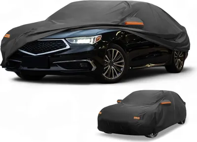 Image de Housse De Voiture šŠtanche Toutes Saisons Pour Automobile ExtšŠrieure Anti-Uv Soleil Pluie Protection Complššte ExtšŠrieure Pour Acura Tlx 190T-Pu Noir Avec Bandes RšŠflšŠchissantes
