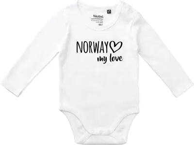Produktbild von Huuraa Baby Body Norway my love 62 White  Baumwolle Fairtrade Langarmbody Geschenkidee