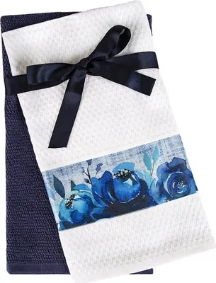 Zdjęcie produktu dla Ręczniki kuchenne, zestaw 2 sztuk, 100% bawełna premium, 40x60 cm Belen Blue Flowers