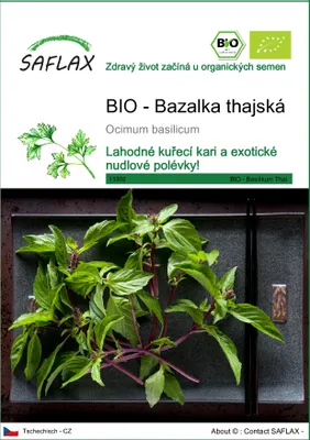Obrázek produktu pro SAFLAX - BIO - Bazalka thajská - Ocimum basilicum - 250 Semena