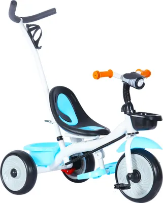 Produktbild von Dreirad Laufrad Kinder Kinderdreirad Kinderfahrrad Fußablage weiß und blau