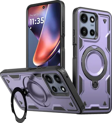 Produktbild von Dual Layer Hülle für Motorola Moto G 2025/G Play 5G 2025/Moto G 2026/G Play 2026 mit Ring Ständer Magnetisch Stoßfest Handyhülle Lila