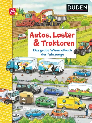 Produktbild von Duden 24+: Autos, Laster & Traktoren: Das große Wimmelbuch der Fahrzeuge