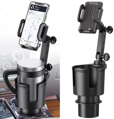 Productafbeelding van Autocuphouder met Telefoonhouder - Multifunctioneel Zwart
