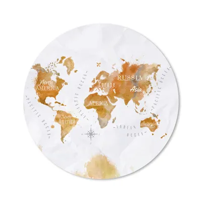 Produktbild von MuchoWow® Mauspad Mousepad Aquarell - Weltkarten - Gold 40x40 cm - Mousepads - Maus Mat - Pad - Mausunterlage - Schreibtisch Accessoires