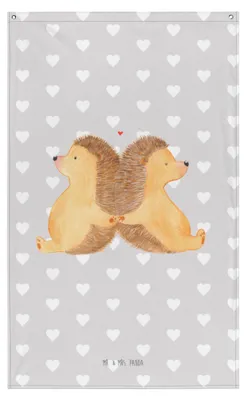 Produktbild von Mr. & Mrs. Panda Wandteppich Igel händchenhaltend - Grau Pastell - Geschenk, Lieblingsmensch, Verknallt, Tapestry, Liebesbeweis, Liebesbotschaft, Hängedeko, Freundin