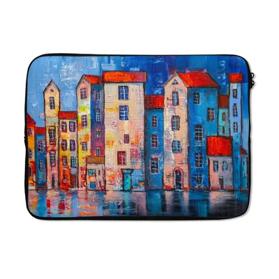 Produktbild von MuchoWow® Laptop Hülle 13 Zoll Malerei - Architektur - Ölgemälde - Wasser Laptoptasche - Laptophülle - Sleeve - Rundumschutz