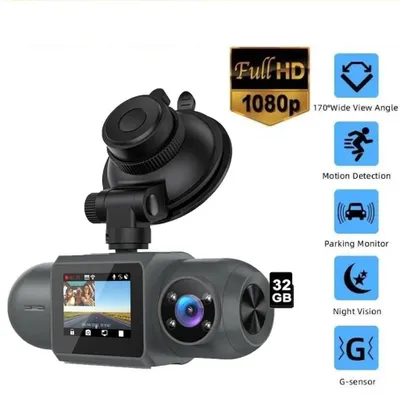 Image de dashcam 4K voiture avec GPS, WiFi, avant intérieur double 2,5K 1080P mode de stationnement avec carte SD 32GB