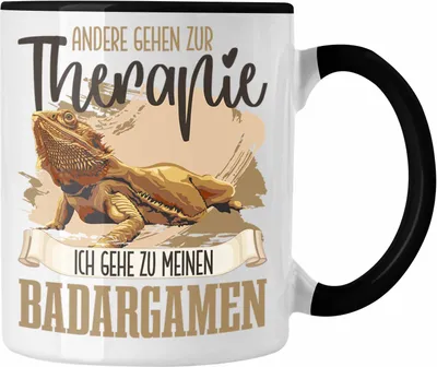 Produktbild von Trendation - Bartagame Tasse Geschenk für Bartagamen Besitzer Lustiger Spruch Anderen Gehen Zur Therapie (Schwarz)