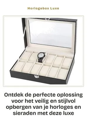 Obrázek produktu pro OmGoods - Krabička na hodinky - Úložný box - Pro 12 hodinek - Černá barva
