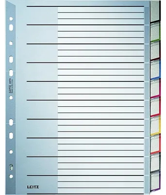 Produktbild von Leitz Register 43700000 blanko DIN A4 10teilig PP grau