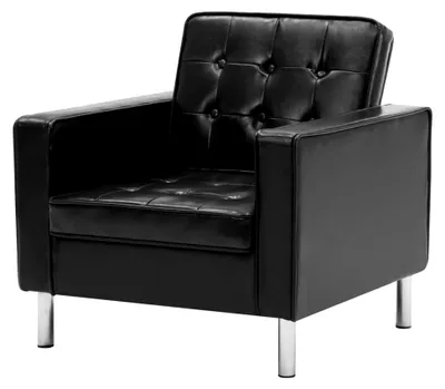 Produktbild von Sessel für Wohnzimmer und Schlafzimmer, modernes Einzelsofa, Loungesessel, Relaxsessel, Schwarz Kunstleder