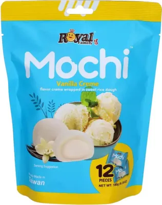 Produktbild von Royal Family Mochi Vanille Creme einzeln verpackte Klebekuchen 120g