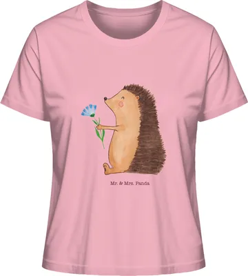 Produktbild von Mr. & Mrs. Panda Kurzarmshirt Damen Igel Blumen Größe XL - Baumwolle Pink - Geschenk, Basic T-Shirt, Kurzarm, Krankheit, krank, Oberteil, Lustige Sprüche, Besuch