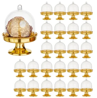 Produktbild von 24x Cupcake Behälter mit Kuppeldeckel, Mini Dessertständer, wiederverwendbar, stabil, für Muffins, Candy Bar, Hochzeit, Party Deko