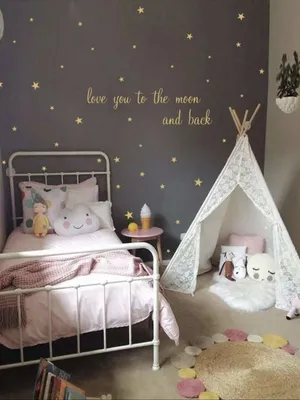 Obrázok produktu pre Nálepka na stenu hviezdy "Love you to the moon and back" - zlatá - detská izba, spálňa, detská izba, herňa