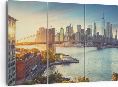 Produktbild von Bild auf Leinwand - Leinwandbild - New York Brücke - 165x110cm - Wand Bild - Wanddeko - Wandbilder - Leinwanddruck - Bilder - Kunstdruck - Wanddekoration - Leinwand bilder - Wandkunst - CE165x110-4047