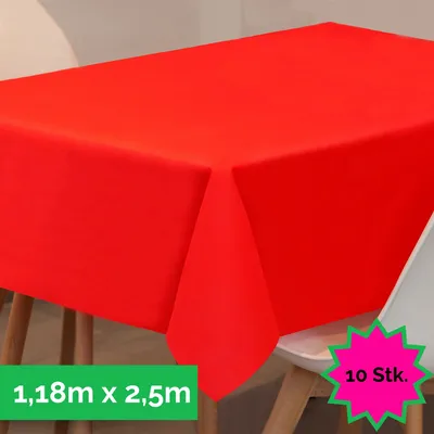 Produktbild von Sensalux Tischdecke, abwaschbar, Vorteilspack, 10 Stück, 1,18m x 2,5m, Rot