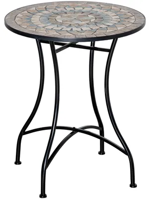 Produktbild von Outsunny Gartentisch Mosaiktisch rund Bistrotisch Beistelltisch Grün Ø60 cm