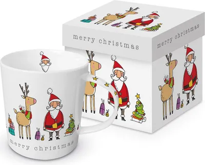 Produktbild von Kaffeebecher, Weihnachten mit Geschenkbox, Weihnachtsmann Geschenke Henkelbecher Tasse