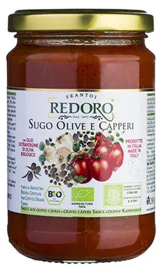 Zdjęcie produktu dla Sos pomidorowy z oliwkami i kaparami290g - Redoro