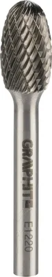 Produktbild von GRAPHITE HM Metallfräser, oval, Typ E, Schaft 6 x 45 mm, für Schleifmaschine, für Aluminium, Kunststoff