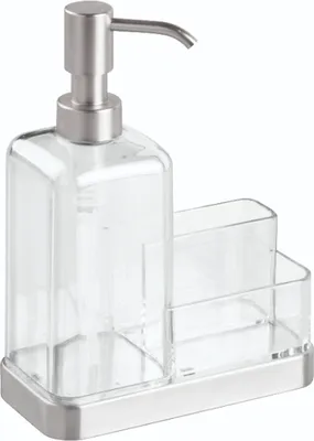 Produktbild von Waschbeckenablage mit Seifenspender, Edelstahl/Kunststoff, transparent - iDesign | Forma