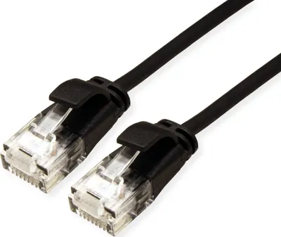 Produktbild von ROLINE UTP DataCenter Patchkabel Cat.6A (Class EA), LSOH, slim, schwarz, 1,5 m