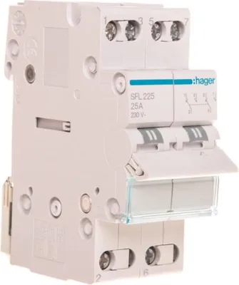 Image de HAGER SFL225 Interrupteur va-et-vient 2 pôles 25A contact au pied en bas