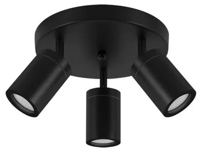 Productafbeelding van Wand- en plafondlamp voor badkamers, zwart, beschermingsklasse IP44, verstelbaar, TENOR GU10, 3 x 20 W, Ideus 04075