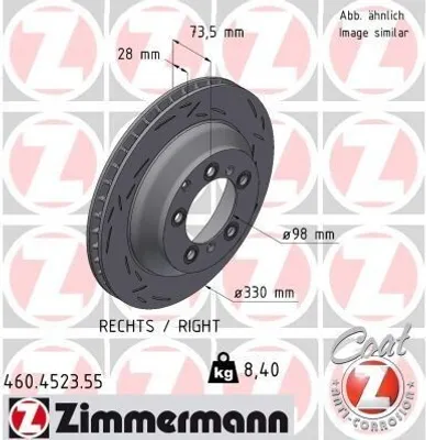 Produktbild von ZIMMERMANN Bremsscheibe Hinten Rechts für PORSCHE Cayenne Coupe (9YB) 330mm 460.4523.55