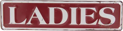 Produktbild von Grosses Schönes Toiletten, WC, Hinweisschild aus Metall , rot mit weisser Schrift, Vintage Stil LADIES, Maße 40 x 10 x 0.5 cm, ideal für Gastro und Zuhaus