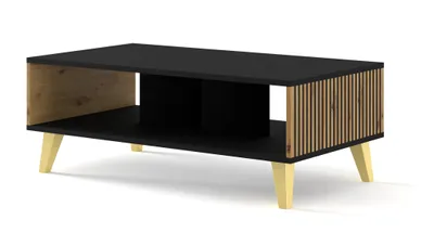 Productafbeelding van Salontafel Ravenna F, 90x60 cm, zwart / gebeitst eikenhout + zwarte frezing, model UFPZL