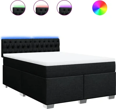 Produktbild von vidaXL Boxspringbett mit Matratze Schwarz 140x200 cm Stoff