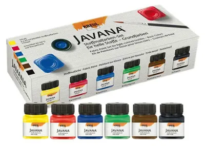 Image de KREUL peinture textile JAVANA, set de couleurs de base, 6 x 20 ml