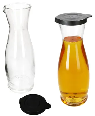 Produktbild von 2x MIA MISURA Wein-Karaffe mit Deckel schwarz 1L geeicht Glas-Krug Saft Wasser
