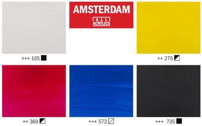 Productafbeelding van Talens Amsterdam, Zwart, Blauw, Paars, Wit, Geel, Acrylverf, Vloeistof, 120 ml, 1 stuk