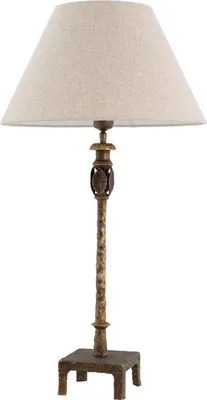 Produktbild von Casa Padrino Luxus Tischleuchte Vintage Messing / Beige Ø 44,5 x H. 84 cm - Schreibtischleuchte mit rundem Lampenschirm - Luxus Tischleuchten - Luxus Schreibtischleuchten - Luxus Leuchten