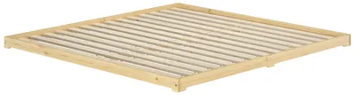 Produktbild von Niedriges Bodenbett 200x200 Kiefer natur, Niederflurbett, Futonbett, V-60.47K-20Rollrost inkl.