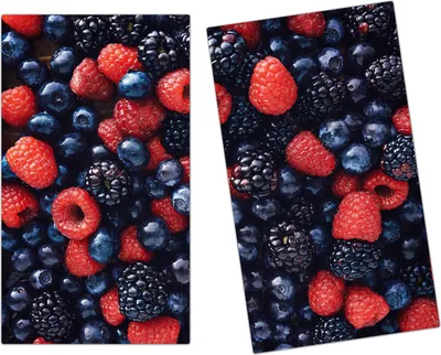 Produktbild von Spritzschutz Herdabdeckplatte Schneidebrett aus Glas Beerenmischung 2-Teilig (60x52cm)