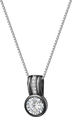 Produktbild von Celesta Silber Anhänger mit Kette 925 Silber rhodiniert/schwarz Zirkonia