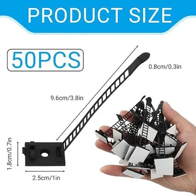 Produktbild von PolkaHome® 50er Set Kabelclips selbstklebend Kabelhalter Kabelmanagement schwarz