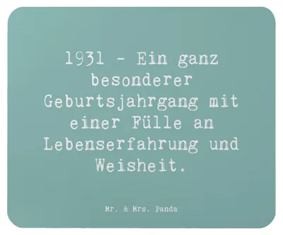 Produktbild von Mr. & Mrs. Panda Mauspad Spruch 1931 Geburtstag - Meeresbrise - Geschenk, Happy Birthday, Glückwunsch, Geburtstagsgeschenk, Geburtsjahrgang, Mouse Pad, Weisheit, 90., pc