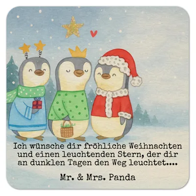 Produktbild von Mr. & Mrs. Panda Tassenuntersetzer Winterzeit Heilige drei Könige Design 50er Set - Weiß - Geschenk, Tischuntersetzer, Getränkeuntersetzer, Weihnachten, Winter