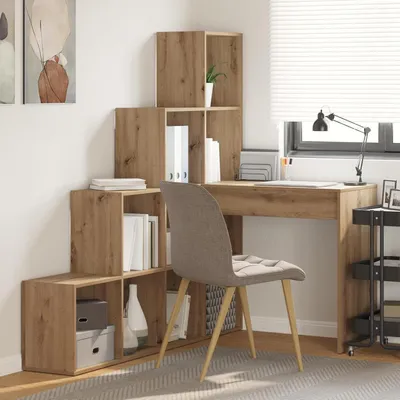Immagine prodotto di Scrivania angolare - Tavolo da lavoro - Ideale per l'ufficio domestico - Con spazio contenitivo - 149,5 cm - Noce