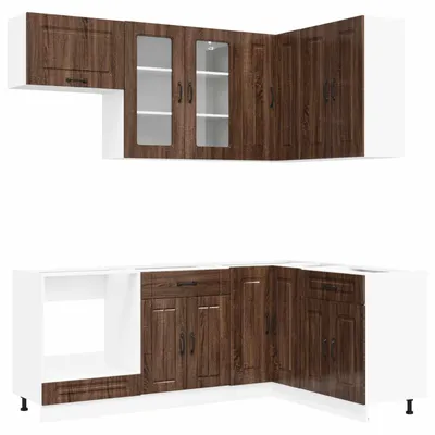 Immagine prodotto di vidaXL Modulo cucina KALMAR, 8 pezzi, materiale composito effetto legno noce marrone