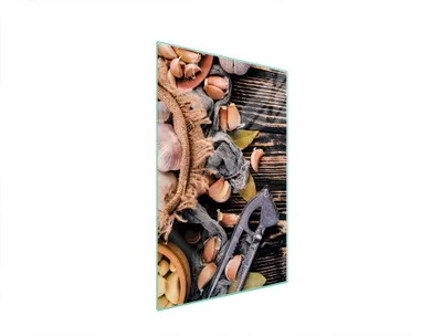 Produktbild von Herdabdeckplatte 35x52 Glaskeramikkochfeld Abdeckung Spritzschutz Glasplatte Deko Schneidebrett Holz Gemüse